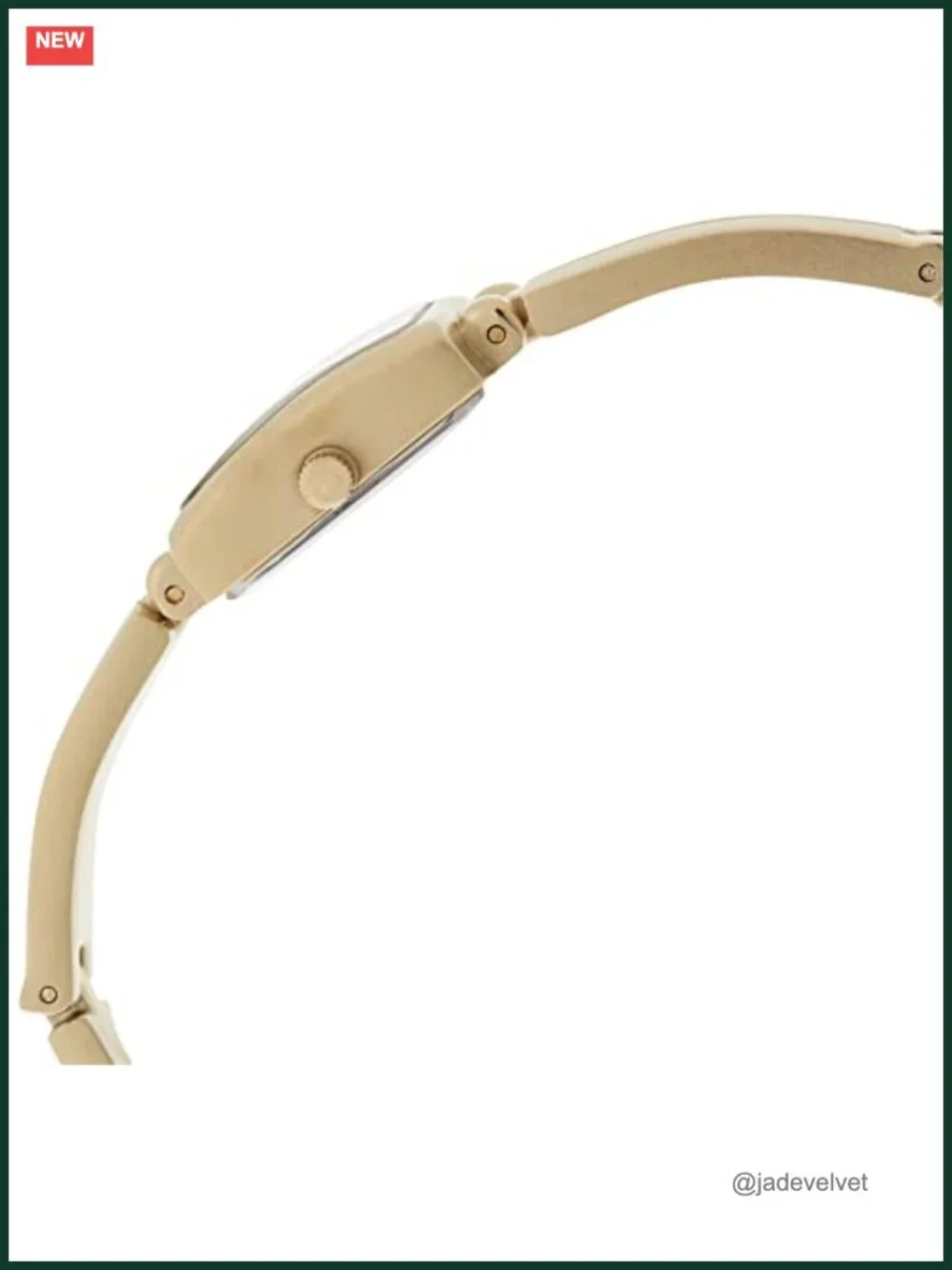 Gold-Tone Dress Watch Rectangular Champagne Dial Quartz Analog